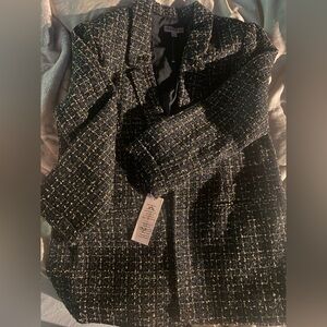 NWT Black and Gold Metallic Tweed Blazer Large